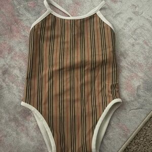 Burberry Kids Striped Bodysuit - Tan and Black